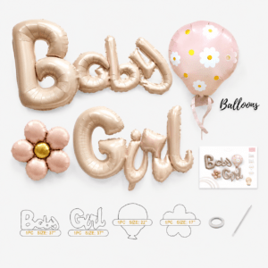 Baby Boy & Girl Foil Balloon Decoration Set | Baby Shower Helium Balloons